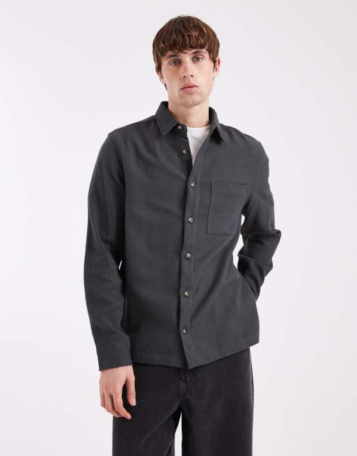 ASOS DESIGN - Flanellen overshirt met vintage look in antracietgrijs