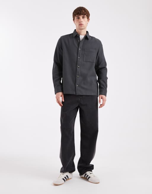 ASOS DESIGN - Flanellen overshirt met vintage look in antracietgrijs, 2 van 5