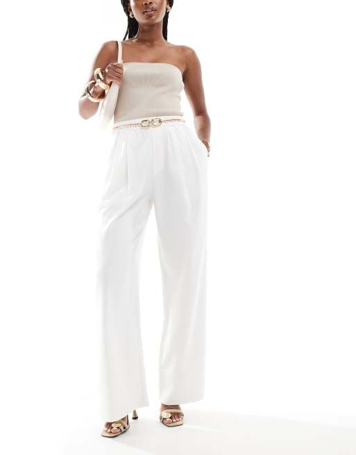 ASOS DESIGN - Flanellen pyjamabroek in ecru 