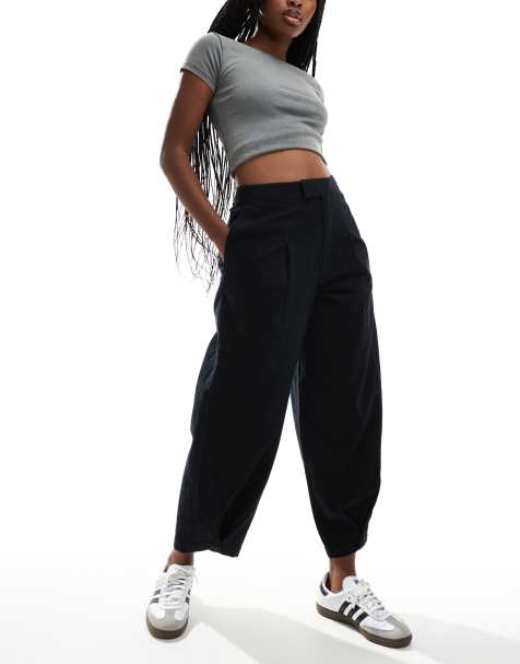 ASOS DESIGN – Flanellhose in Schwarz mit abgerundetem Beinschnitt - view 1