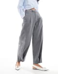 [ASOS DESIGN] ASOS DESIGN flannel barrel leg pants in grey-Black 6 Grey