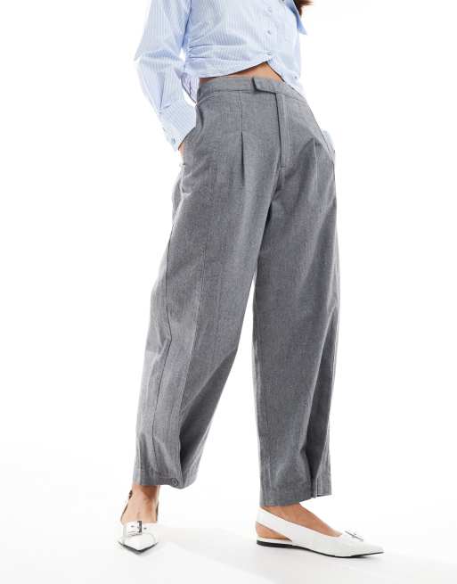ASOS DESIGN flannel barrel leg trousers in grey