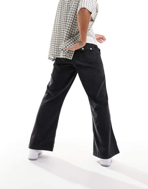ASOS DESIGN - Flare-broek van corduroy met westerndetail in zwart, 3 van 5