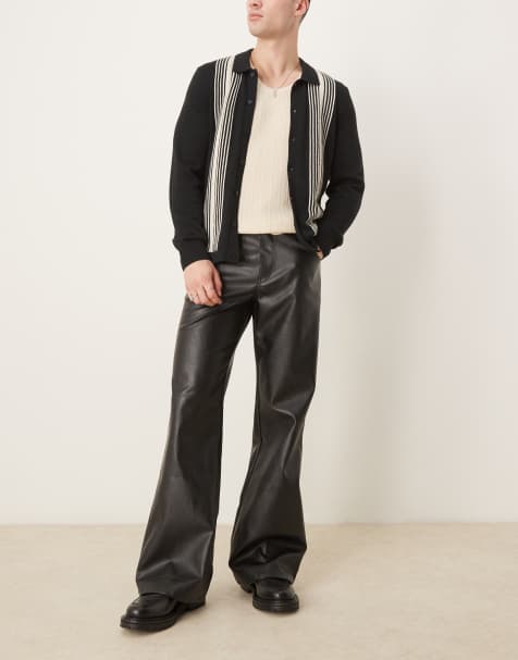 ASOS DESIGN - Flare-broek van imitatieleer met wijde pijpen in zwart - view 1