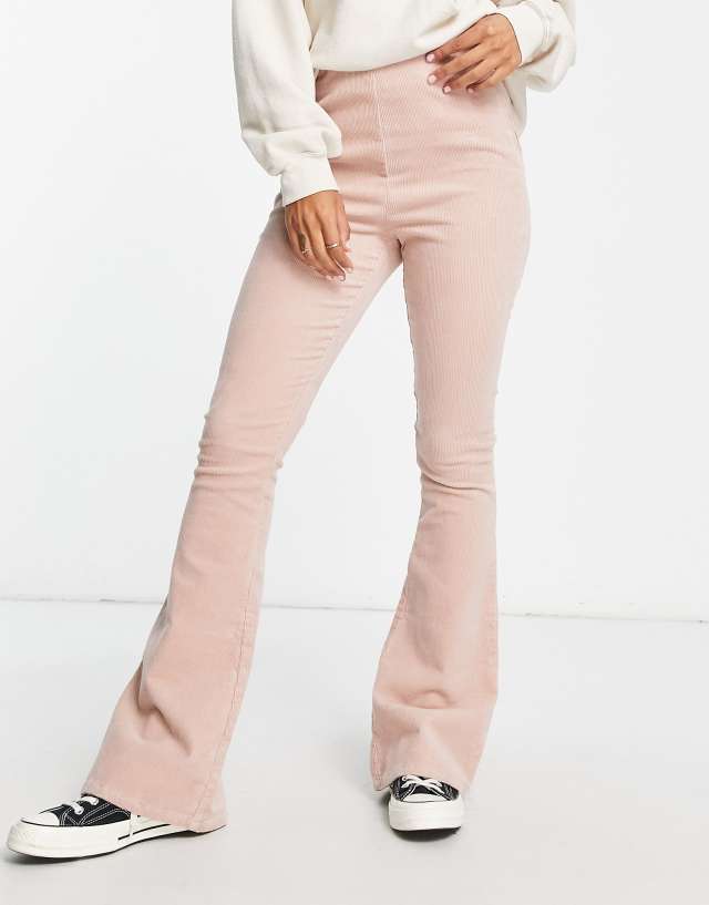 ASOS DESIGN flare cord pants in blush