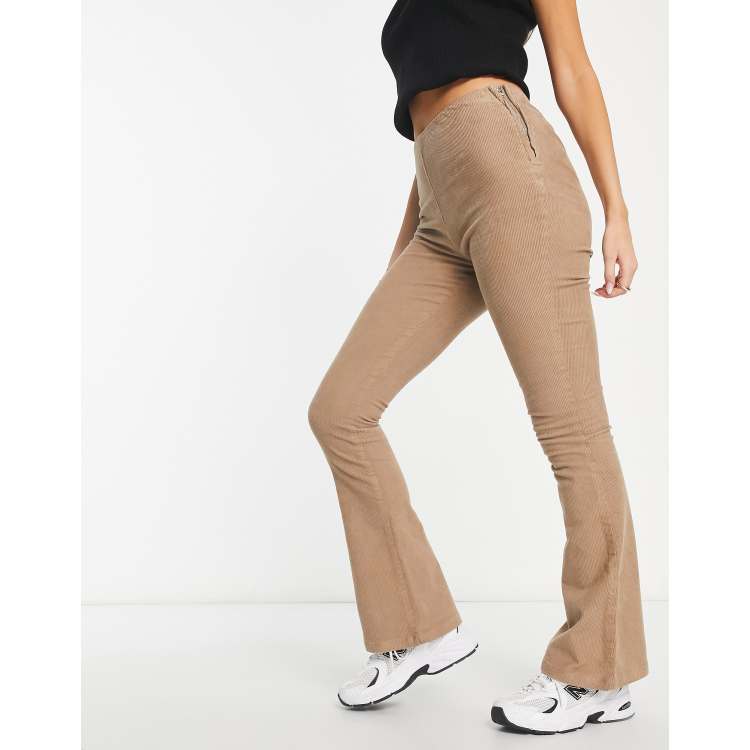 ASOS DESIGN flare cord pants in sand