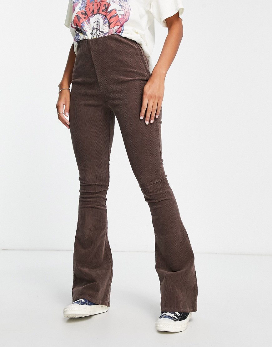 ASOS DESIGN flare cord trouser in chocolate-Brown