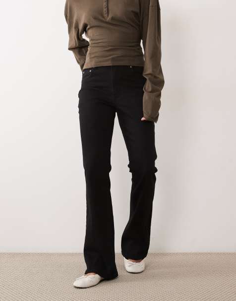 ASOS DESIGN flare jean with crease detail in black - view 1