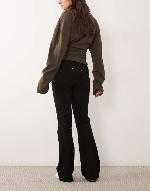 ASOS DESIGN flare jean with crease detail in black, 3 of 5