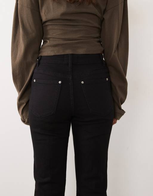 ASOS DESIGN flare jean with crease detail in black, 4 of 5