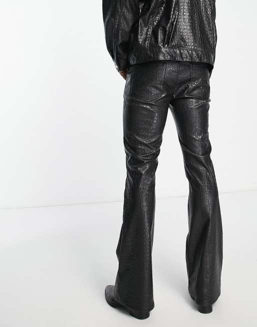 ASOS Skinny Jeans In Leather Look in Black for Men