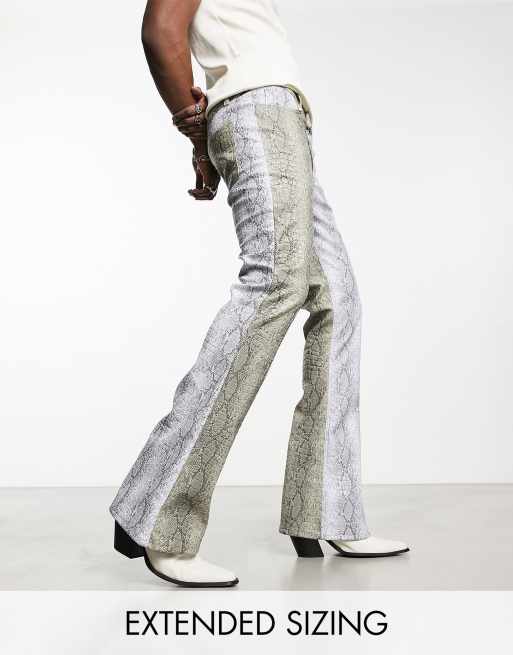 ASOS DESIGN flare jeans in snake print