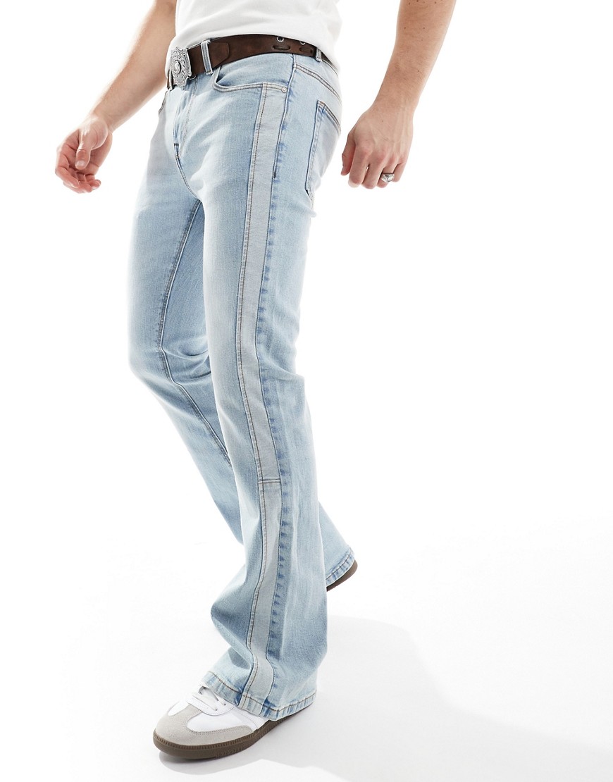 Asos Design Flare Jeans In Light Blue Wash