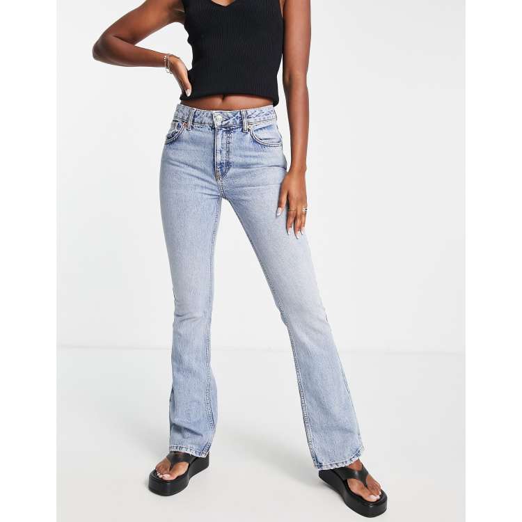 Wide Leg Flare Jeans Pale Blue - Women's Jeans