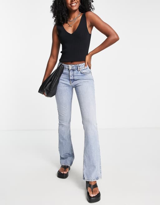 Wide Leg Flare Jeans Pale Blue - Women's Jeans