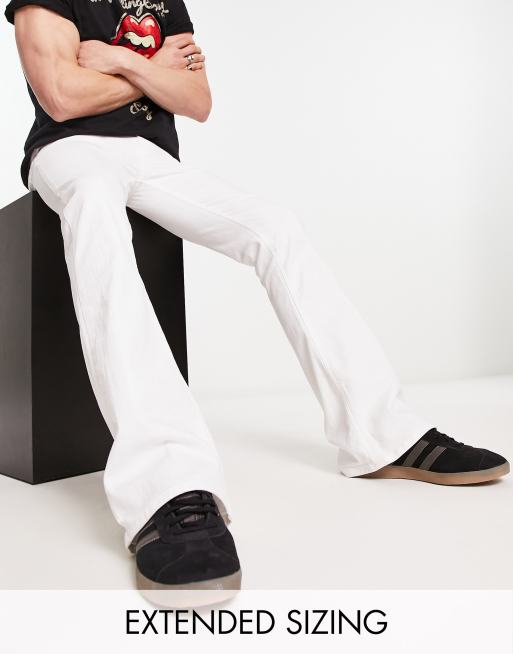 Mens white flared on sale trousers