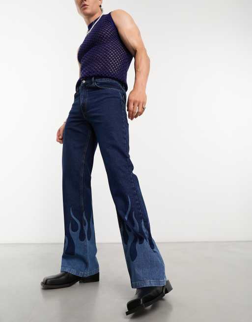 Purple Brand monogram-print Straight-Leg Jeans - Blue