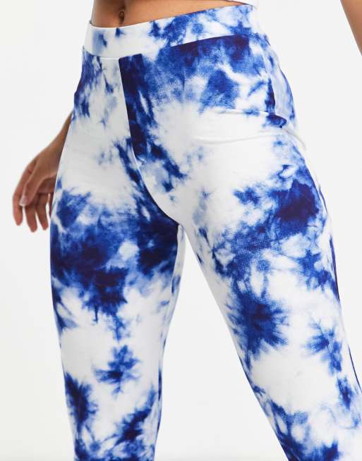 ASOS DESIGN flare pant in indigo blue tie dye print