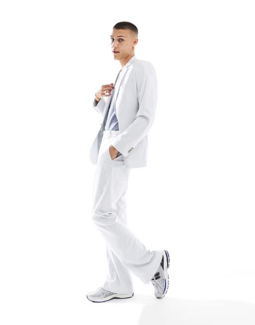ASOS DESIGN - Flare-pantalon in middengrijs met microtextuur