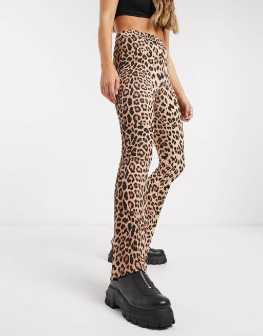 ASOS DESIGN cotton poplin wide leg pants in leopard print