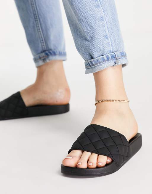 Ladies sales black sliders