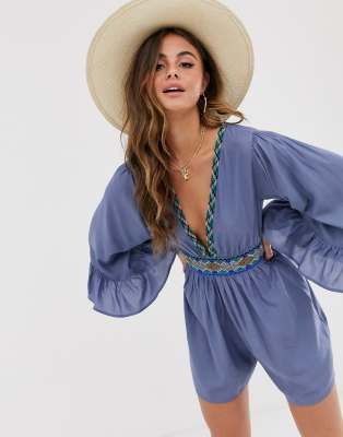 flare sleeve playsuit