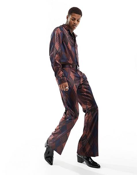 ASOS DESIGN flare smart co-ord trouser in brown geo print