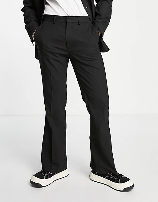 ASOS DESIGN flare suit pants in black