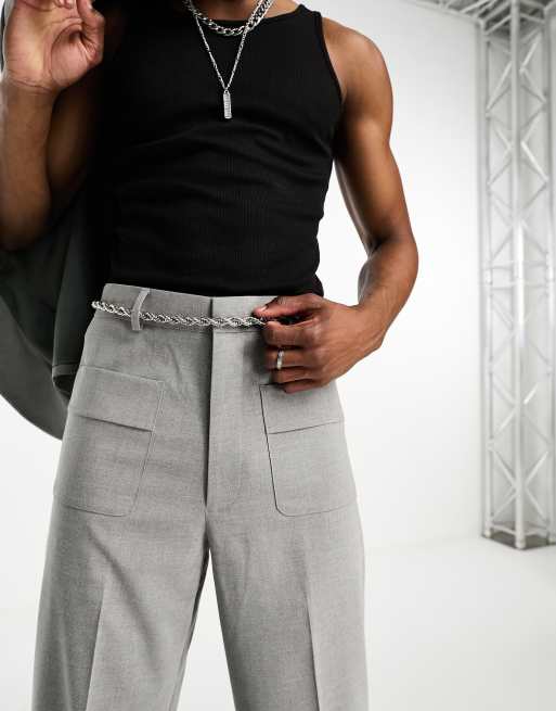 ASOS DESIGN flare suit pants in grey, 5 of 5