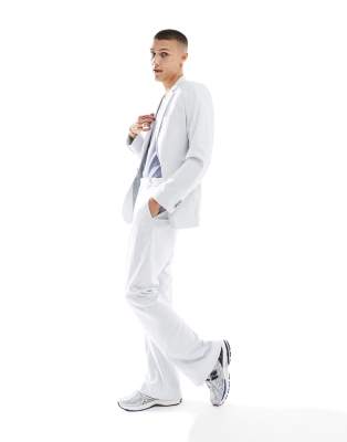 Asos Design Flare Suit Pants In Mid Gray In Micro Texture