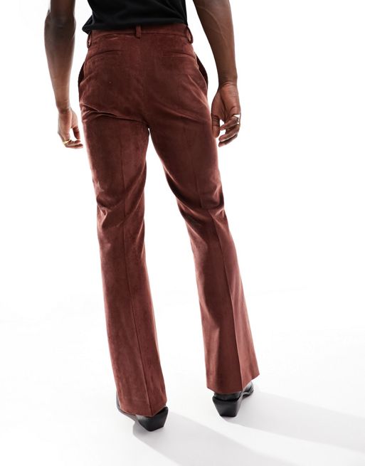 ASOS DESIGN flare suit pants in red rust cord