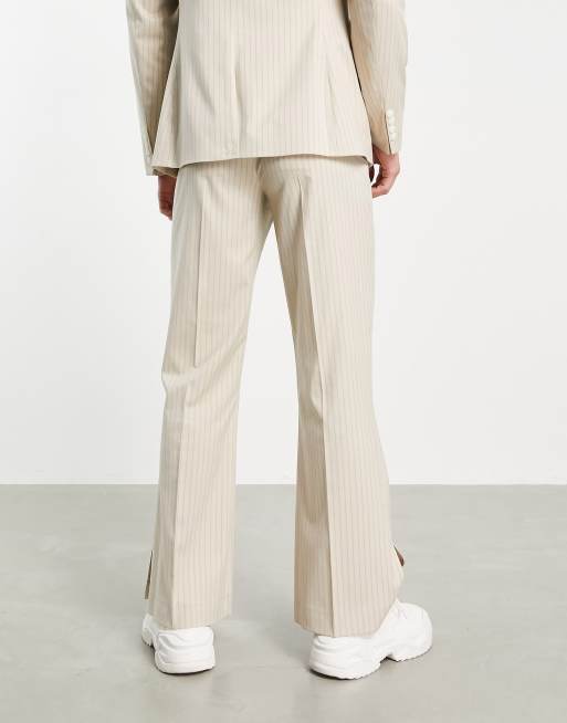 ASOS DESIGN flare suit pants with side hem split in white