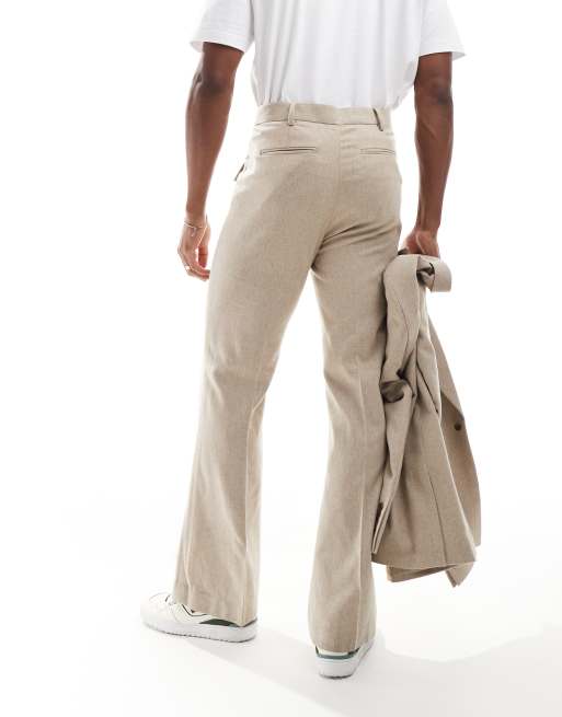 ASOS DESIGN flare suit pants with wool in beige, 2 of 5