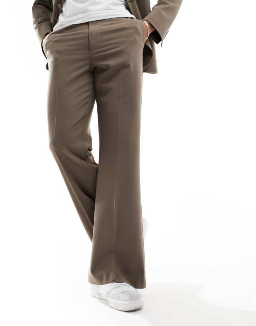 ASOS DESIGN flare suit trouser in mink