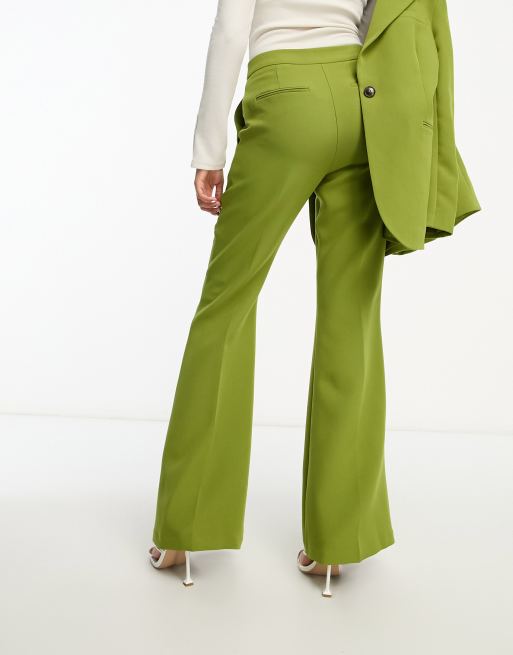 ASOS DESIGN flare suit trouser in moss