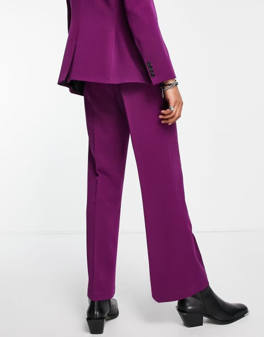 ASOS DESIGN flare suit trousers in aubergine , 2 of 4