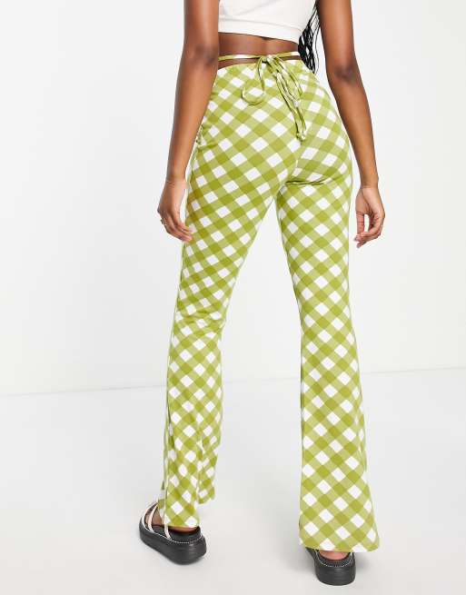 Tie waist plaid store pants