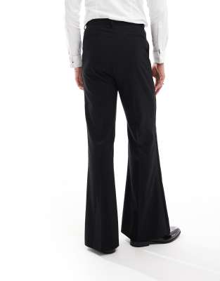 ASOS DESIGN flare tuxedo suit pants in black | ASOS