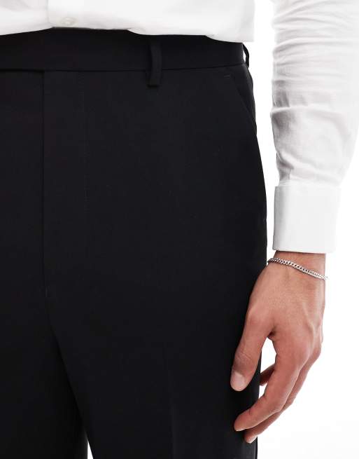 ASOS DESIGN flare tuxedo suit pants in black 
