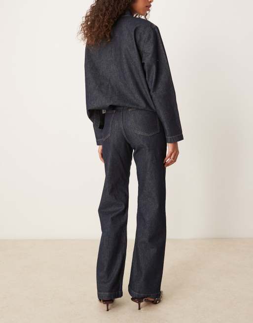 ASOS DESIGN flared jean with twin needle details in rinse wash