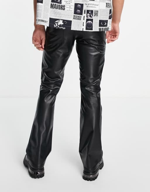 Mens leather look on sale jeans