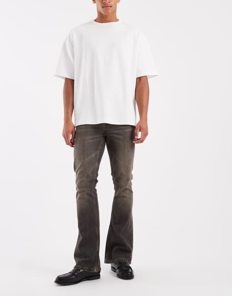 ASOS DESIGN - Flared jeans in bruin met wassing - view 1