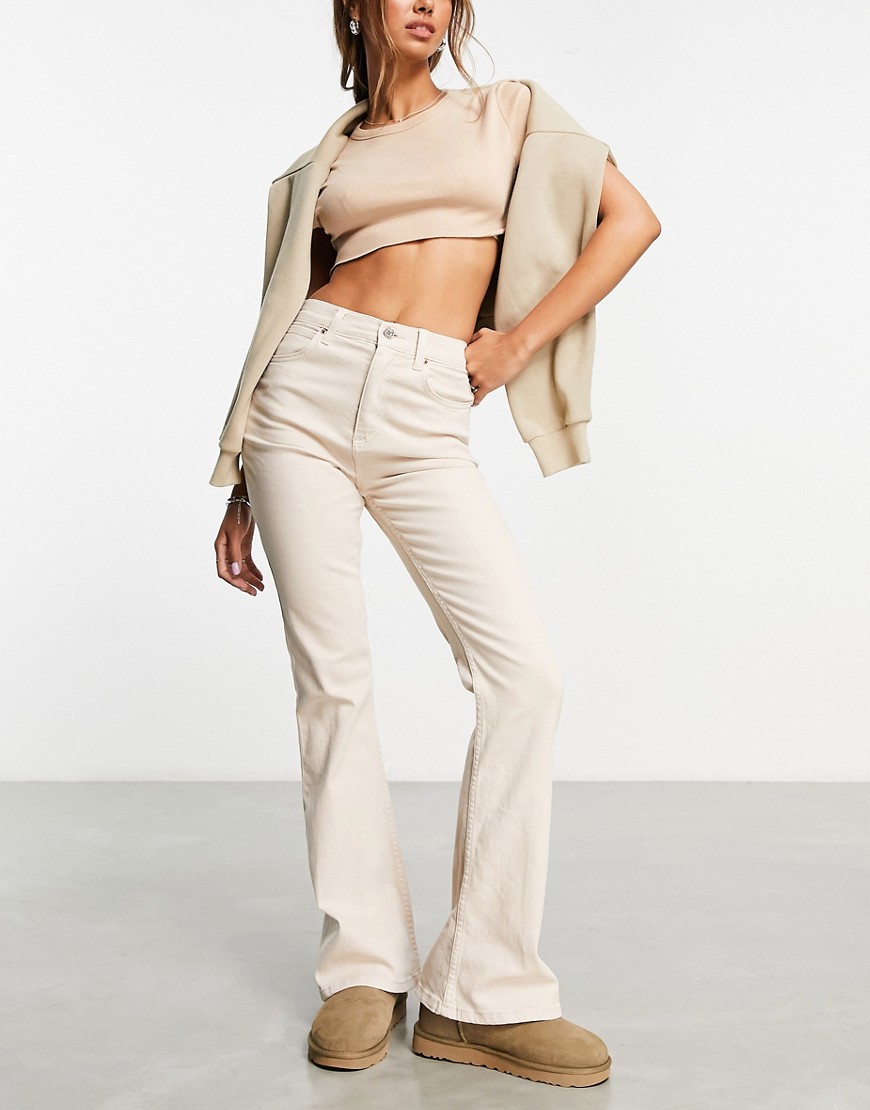 Asos Design Flared Jeans In Neutral