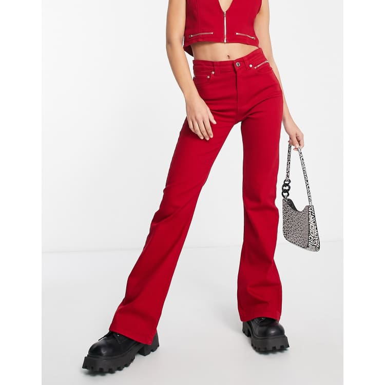 Red Flared Jeans 