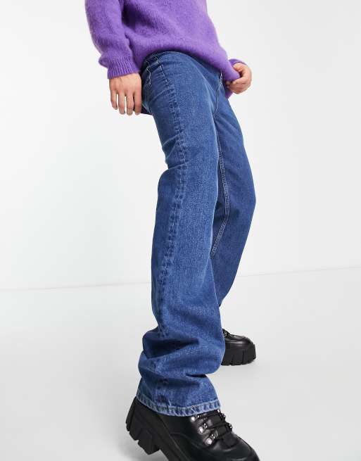 ASOS DESIGN - Flared jeans met stretch in donkere stone wash   