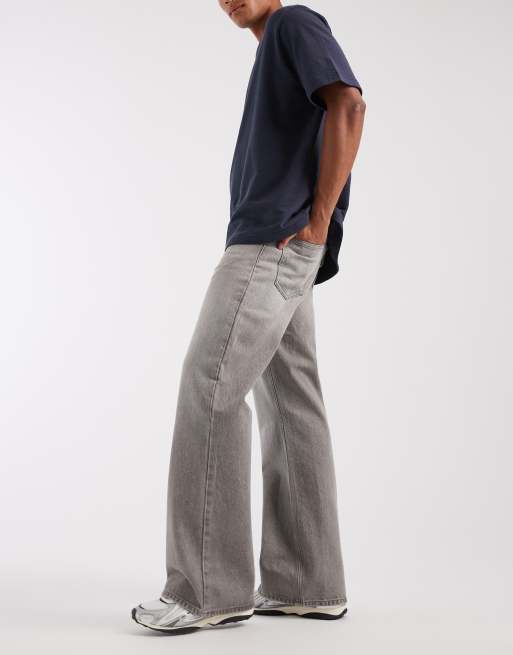 ASOS DESIGN - Flared jeans met wijde pijpen in grijs met wassing, 3 van 5
