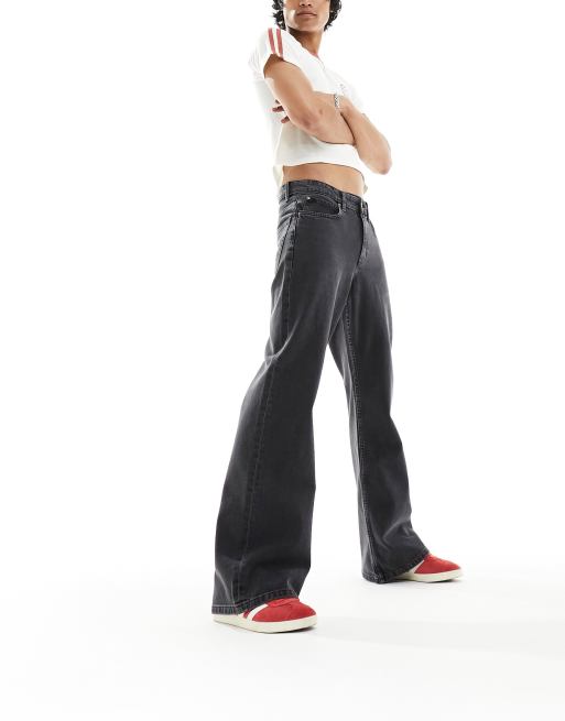 ASOS DESIGN - Flared jeans met wijde pijpen in zwart met wassing, 3 van 5