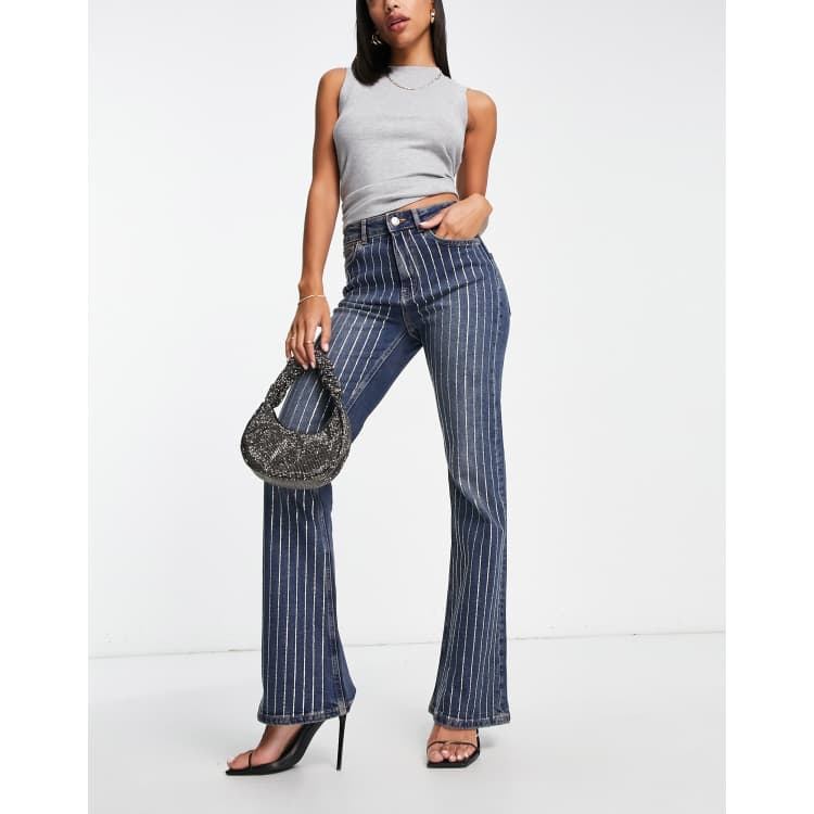 Pinstripe store flare jeans