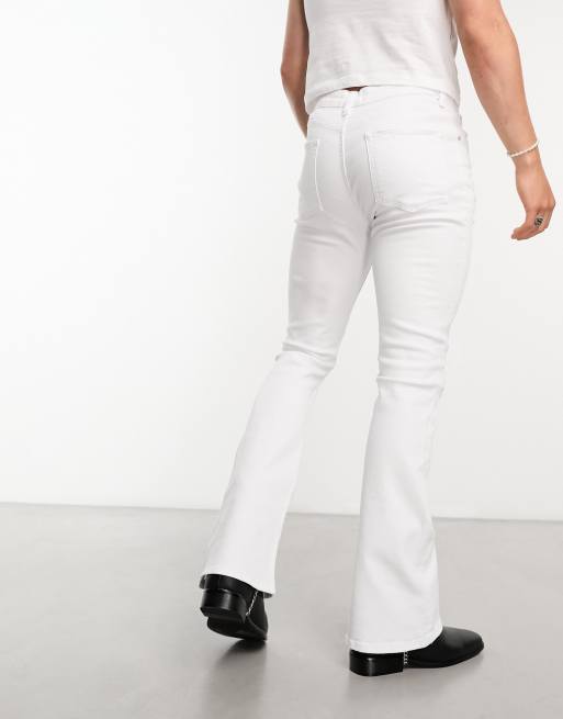 Women's White Flare Jeans with Pull-on Design