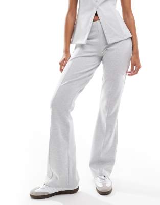 Asos Design Flared Jersey Pants In Gray Heather - Part Of A Set